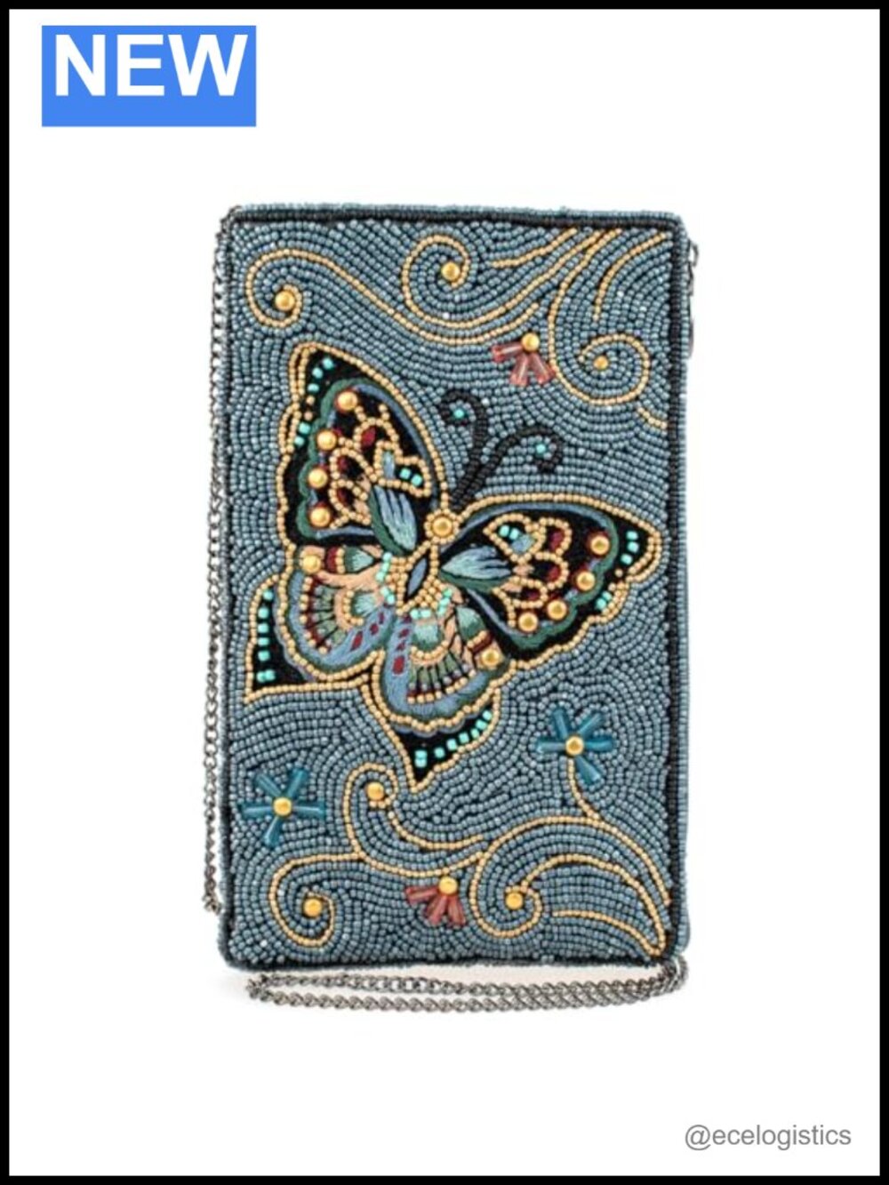 Mary Frances Butterfly Beaded Crossbody Phone Bag for Women, Novelty Evening